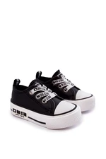 Kids Leather Sneakers BIG STAR KK374041 Black and White