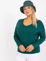 Navy green plain blouse plus size basic V-neck Elisa