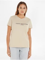 Béžové dámské tričko Tommy Hilfiger - Dámské