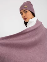 Tmavě fialová zimní souprava s čepicí a šálou