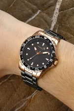 Polo Air Metal Strap Sports Men's Wristwatch Black-copper