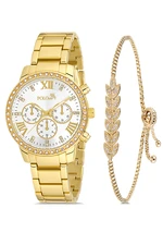 Polo Air Sport Case Women's Wristwatch Zircon Stone Leaf Bracelet Combination Gold Color
