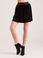 Black velour pleated miniskirt