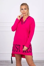 Dress with hood and fuchsia print
