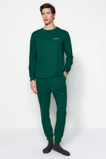 Trendyol Zelená Sada Tištěných Pletených Pyžam Regular Fit
