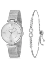 Polo Air Stylish Wicker Cord Women's Wristwatch Zircon Stone Infinity Bracelet Combination Gold Color