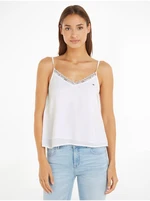 White Women's Tank Top with Lace Tommy Jeans Essential Lace Strappy - Women