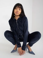 Women's dark blue velour set with sweatshirt