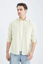 DEFACTO Regular Fit Poplin Striped Long Sleeve Shirt