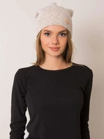 RUE PARIS Beige lady's beanie with pompom