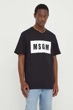 Bavlnené tričko MSGM pánsky,čierna farba,s potlačou,2000MM520.200002