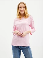 Růžové dámské tričko s tříčtvrtečním rukávem Tommy Hilfiger - Dámské