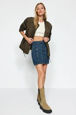 Trendyol Blue Cargo Pocket Mini Denim Skirt