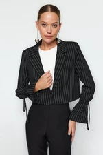 Trendyol Black Crop Woven Striped Blazer Jacket