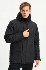 River Club Men's Black Fleece Hooded Water and Windproof Sports Winter Coat & Coat & Parka