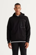ALTINYILDIZ CLASSICS Men's Black Standard Fit Regular Fit Hooded Cotton Sweatshirt