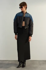 Trendyol Limited Edition Black Oversized Denim Detailed Bomber Puffy Coat Trendyol Limited Edition Black Oversized Denim Detailed Bomber Puffy Coat
