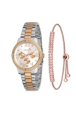 Polo Air Stylish Sports Women's Wristwatch Zircon Stone Baguette Bracelet Silver-copper Color