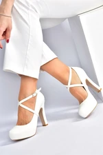 Fox Shoes Women's White Platform Heeled Evening Shoes