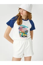 Koton Raglan Sleeve T-Shirt Relaxed Cut Crew Neck Printed