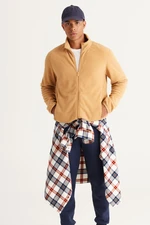 AC&Co / Altınyıldız Classics Men's Caramel Anti-pilling Non-Pilling Standard Fit Stand-Up Bato Collar Sweatshirt Fleece Jacket