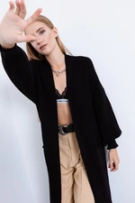 Lafaba Women's Black Balloon Sleeve Long Cardigan