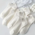 5 Pairs Socks Women's Cute Solid Color Spring Autumn Fashion Pure White Set High-quality Comfortable Low Tube Kawaii Ankle Socks