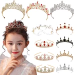 Romantic Princess Crown for Girls Handmade Rhinestone Tiara Pearl Headband For Birthday Wedding Party Accessories Jewelry Gifts