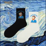 Men Women Unisex Cotton Socks Streetwear Sox Van Gogh Couple Socks White Black Calcetines Mujer Harajuku Fashion Short Crew Sock