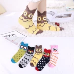Women Animal Cotton Socks Spring Summer Cartoon Owl Patterned Female Ladies Cute Funny Socks Medium Tube Cotton Breathable Socks