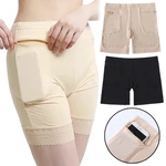 1Pc Women Cotton Safety Lace Anti-Theft Pants With Pockets High Waist Large Size Soft Breathable Briefs Simple Safety Pants