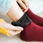 New Velvet Women Winter Warm Thicken Thermal Socks Soft Casual Solid Color Sock Wool Cashmere Home Snow Boots Floor Sock 1Pairs