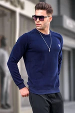 Madmext Light Navy Blue Crew Neck Regular Fit Basic Sweatshirt 5799