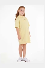 Dievčenské šaty Tommy Hilfiger žltá farba, mini, rovný strih