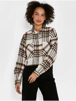 Brown-cream checkered cropped shirt Noisy May Flanny - Women's