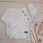 Kazum Pletený svetřík pro miminko s knoflíčky Lovely, prodloužené náplety, bílý, 68/74