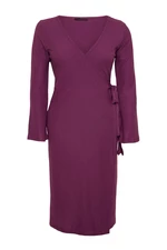 Trendyol Curve Dark Purple Double Breasted Midi Knitted Dress