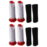 Washable Main Stick Filter + Foam Insert For Athlet Cordless Vacuum Cleaner (4 Of Each)