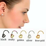 Heart Shape Nose Stud Surgical Steel Heart Screw Studs Hot Sale Piercing Bar for Men and Women