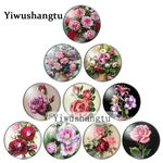 New love Beauty rose Vintage flowers 8mm/10mm/12mm/18mm/20mm Round photo glass cabochon demo flat back Making findings ZB0543