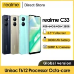 Global Version realme C33 Cellphone Powerful Octa-core Unisoc T612 Processor 6.5'' Display 5000mAh Battery 50MP AI Camera Phone