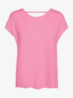 Růžové tričko s výstřihem na zádech VERO MODA Ulja June - Dámské
