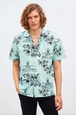 GRIMELANGE Almeira Men's 100% Cotton Poplin Fabric Patterned Summer Shirt