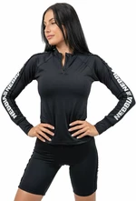 Nebbia Long Sleeve Zipper Top Winner Black M Fitness T-Shirt