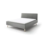 Jasnoszare tapicerowane łóżko dwuosobowe ze schowkiem i stelażem 180x200 cm Frieda – Meise Möbel