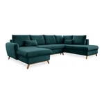 Turkusowa rozkładana sofa w kształcie litery "U" Miuform Scandic Lagom, prawostronna Turkusowa rozkładana sofa w kształcie litery "U" Miuform Scandic Lagom, prawostronna