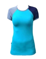 Women's functional bamboo T-shirt with short sleeves - turquoise - blue sleeves