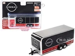 4-Wheel Enclosed Car Trailer "Nissan" Black 1/64 Diecast Model by Auto World