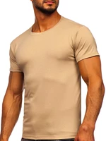 Béžové pánske tričko bez potlače Bolf 2005-91