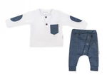 Baby Nellys 2-dílná sada Robert, tričko s dl. rukávem, kalhoty Baggy - modré kárko,vel. 92, vel. 98 (2-3r)